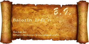 Balozin Irén névjegykártya